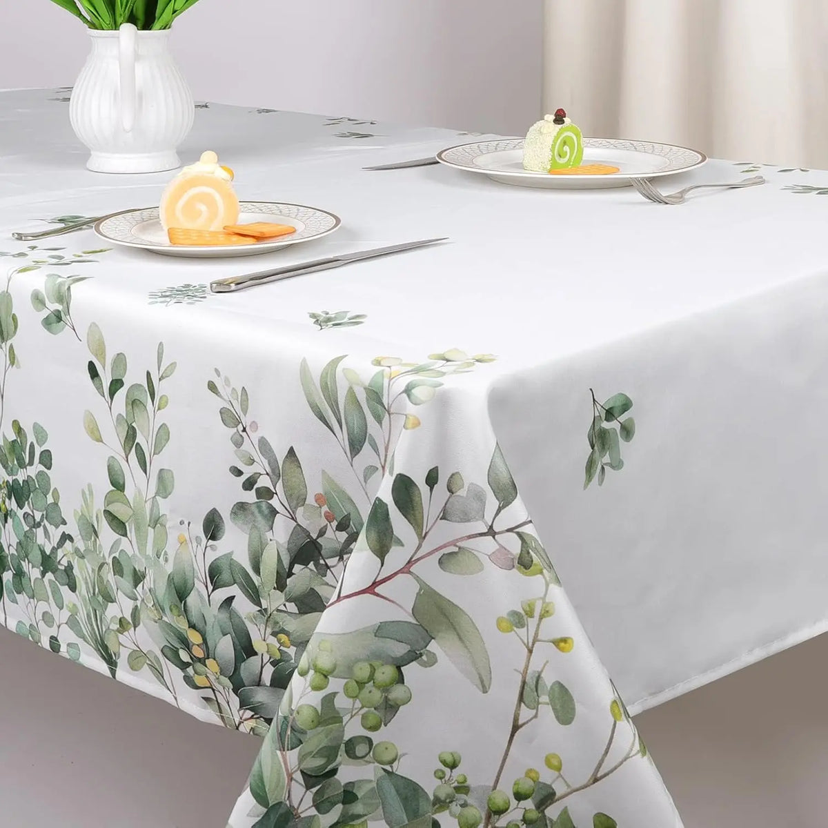 Nappe Carrée Blanche à Motifs Floraux – Imperméable et Réutilisable pour les Fêtes