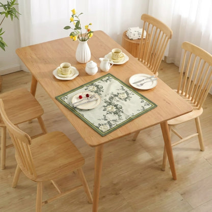 Nappe Carrée Vert Pâle à Motifs Roses – Imperméable et Réutilisable pour les Fêtes