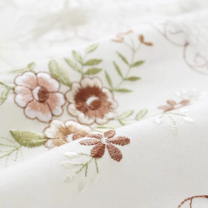 Nappe Blanche en Coton Brodée Dentelle – Style Européen Pastoral pour Table à Manger