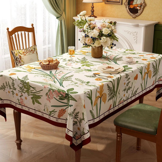 Nappe Carrée à Bords Ondulés en Coton Enduit PVC – Style Champêtre à Motifs Floraux