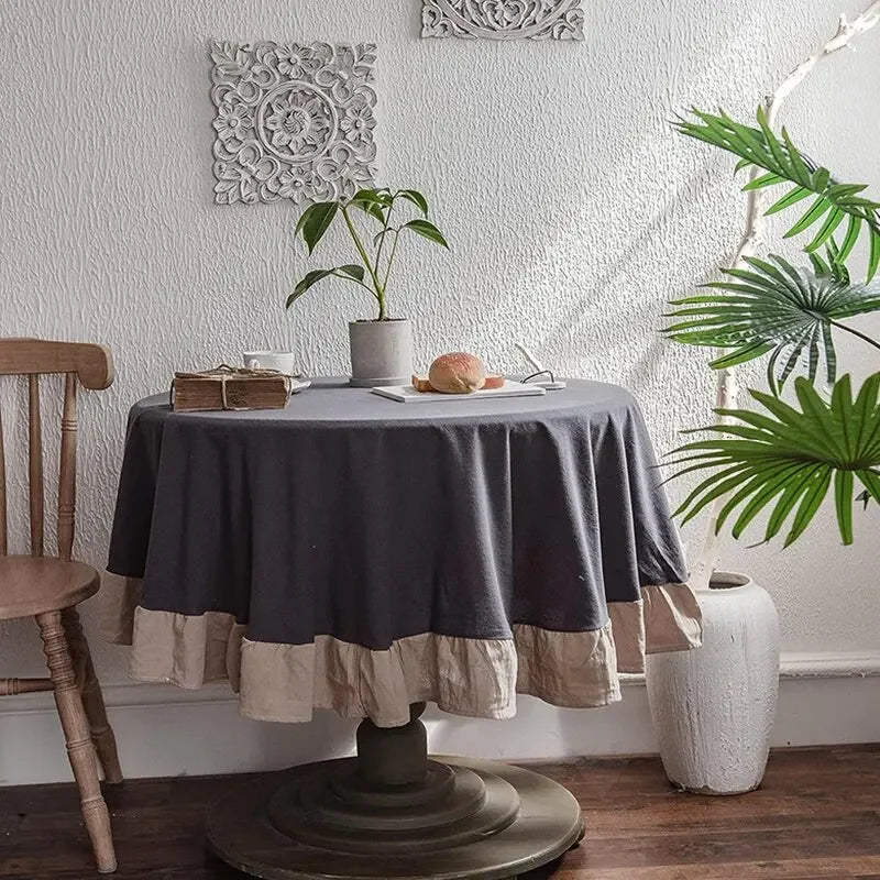 Nappe Champêtre à Volants en Coton – Ronde et Rectangulaire