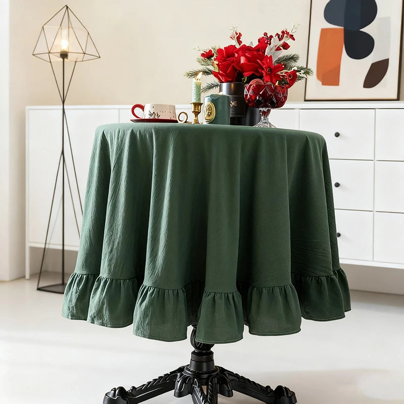 Nappe Champêtre à Volants en Coton – Ronde et Rectangulaire