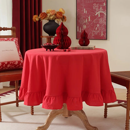Nappe Champêtre à Volants en Coton – Ronde et Rectangulaire
