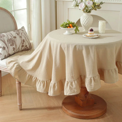 Nappe Champêtre à Volants en Coton – Ronde et Rectangulaire