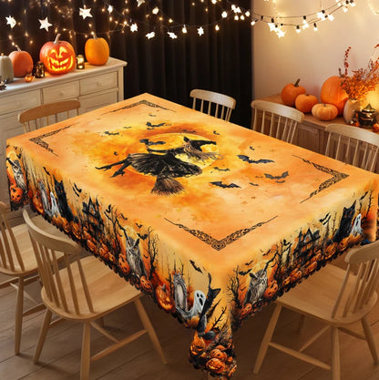 Nappe Halloween Château, Citrouilles & Fantôme – Idéale pour Fêtes et Réceptions
