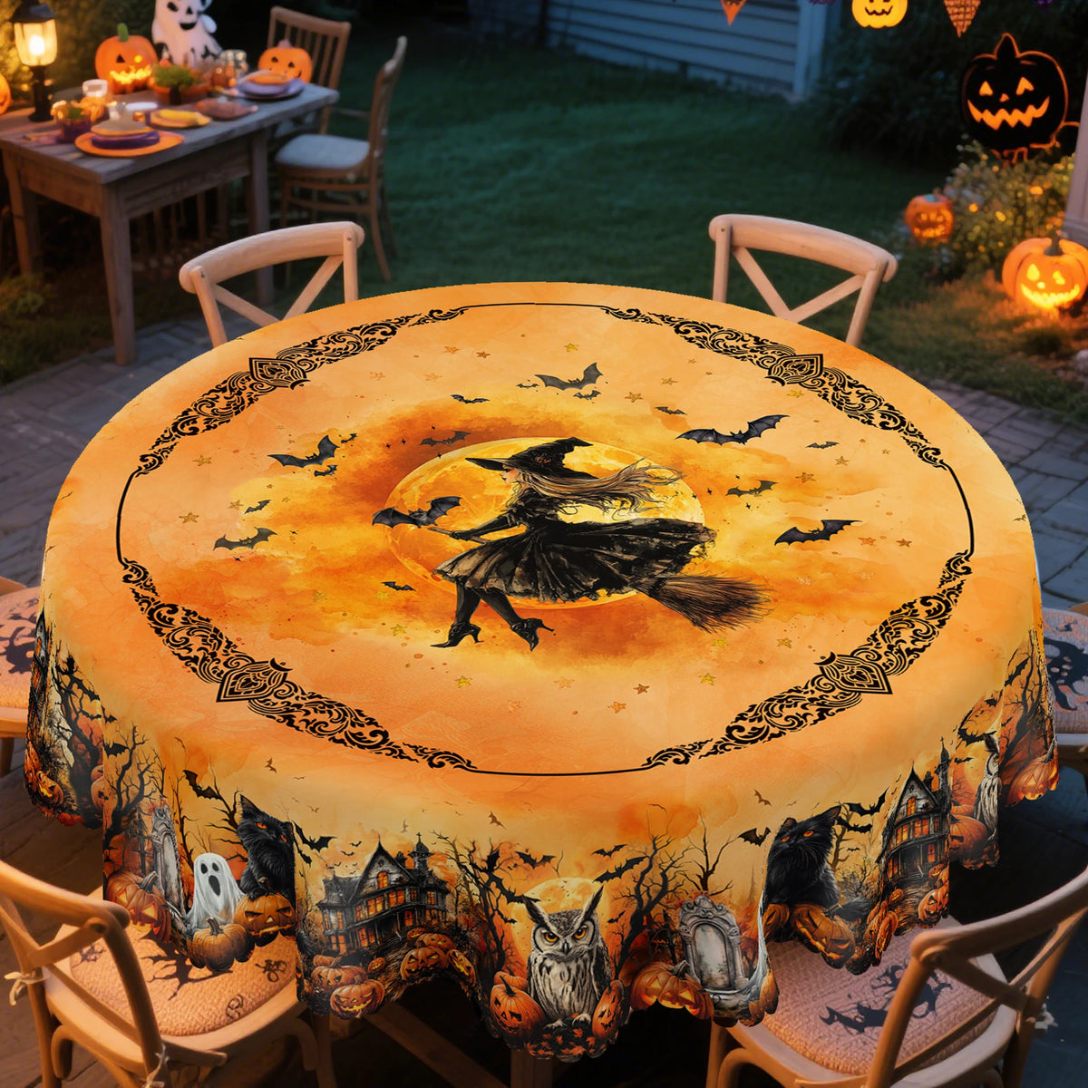 Nappe Halloween Château, Citrouilles & Fantôme – Idéale pour Fêtes et Réceptions
