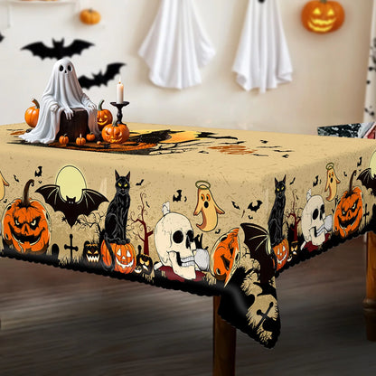 Nappe Halloween Citrouilles, Chauves-Souris & Crânes – Décoration Table Chat Noir