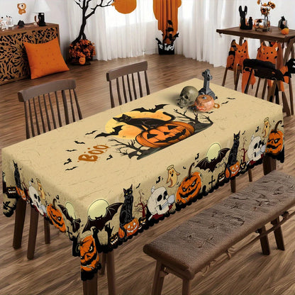 Nappe Halloween Citrouilles, Chauves-Souris & Crânes – Décoration Table Chat Noir