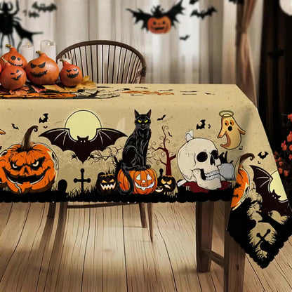 Nappe Halloween Citrouilles, Chauves-Souris & Crânes – Décoration Table Chat Noir