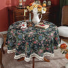 Nappe Jacquard Polyester Ronde à Motifs Floraux