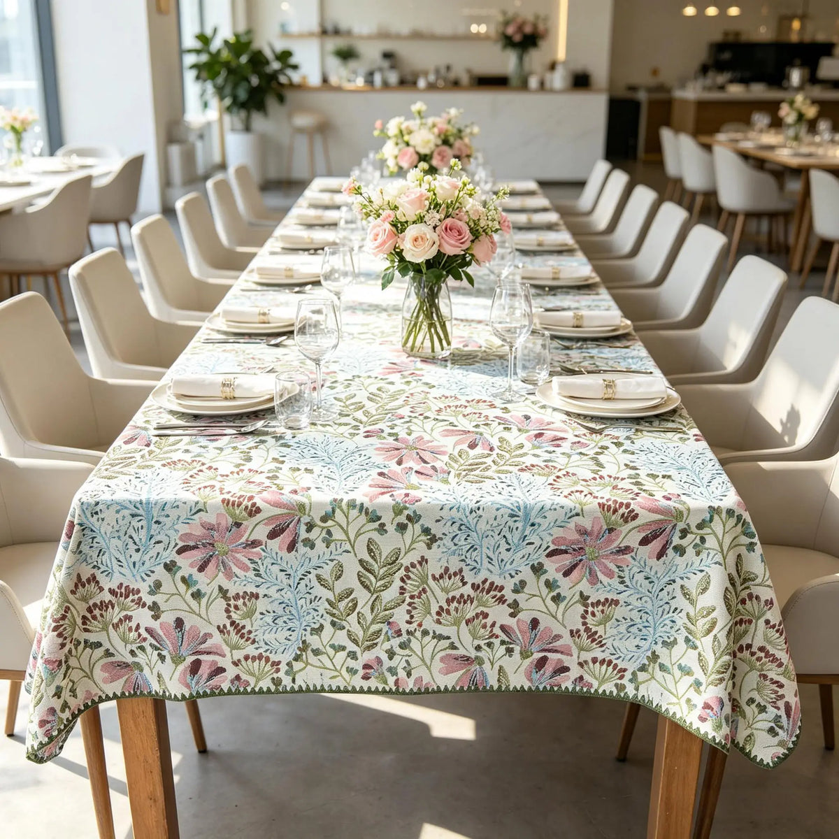 Nappe Rectangulaire en Coton Jacquard – Douce, Lavable, Idéale pour la Cuisine et les Réceptions