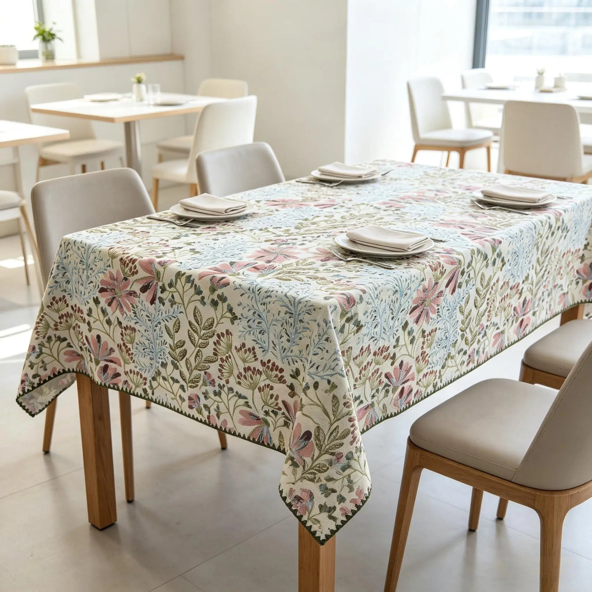Nappe Rectangulaire en Coton Jacquard – Douce, Lavable, Idéale pour la Cuisine et les Réceptions