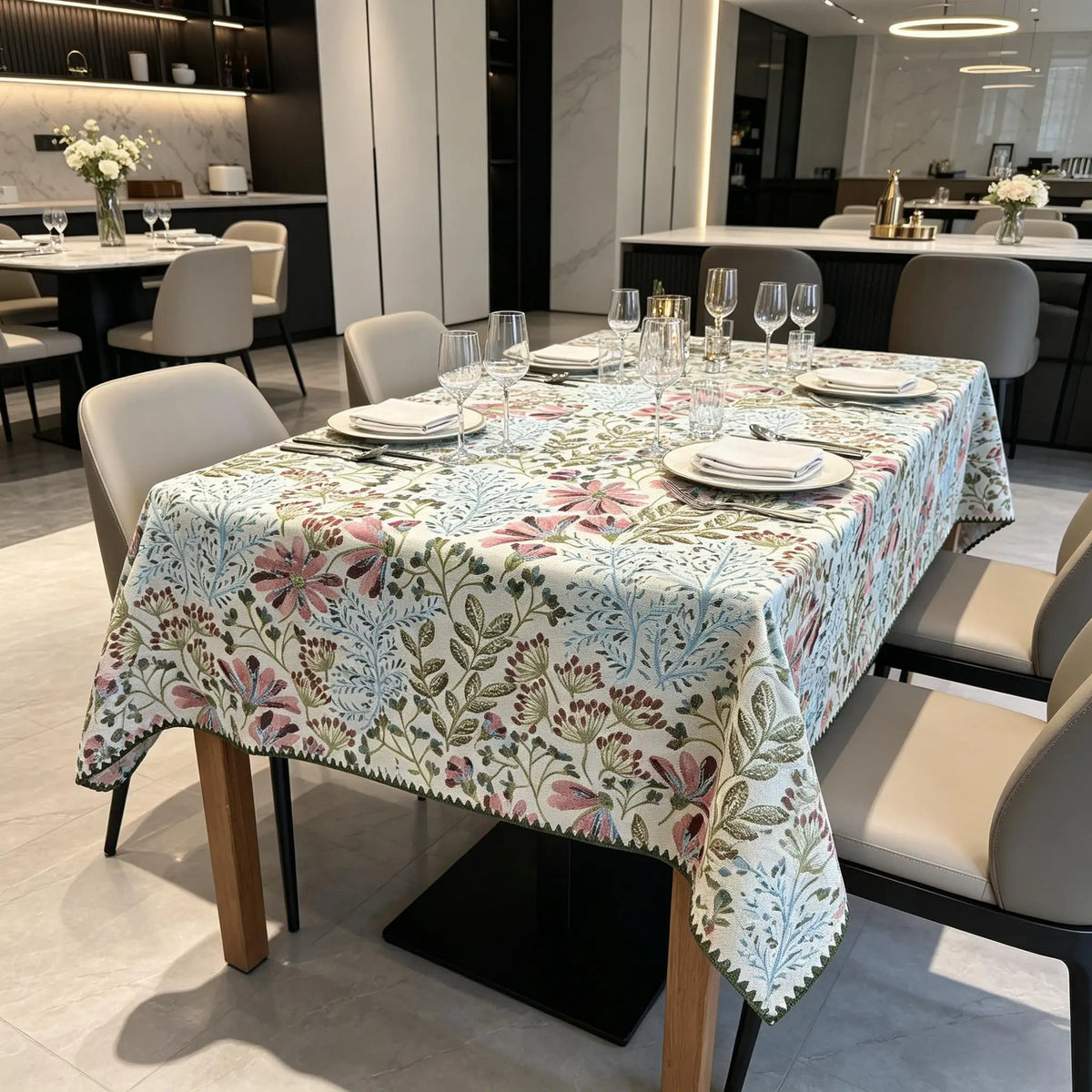 Nappe Rectangulaire en Coton Jacquard – Douce, Lavable, Idéale pour la Cuisine et les Réceptions
