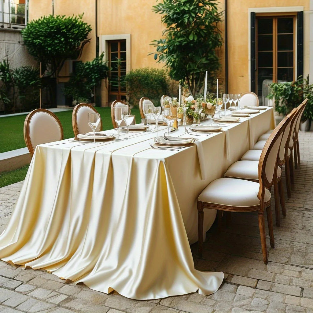 Nappe Rectangulaire en Satin Brillant – Décoration de Table Mariage & Fête