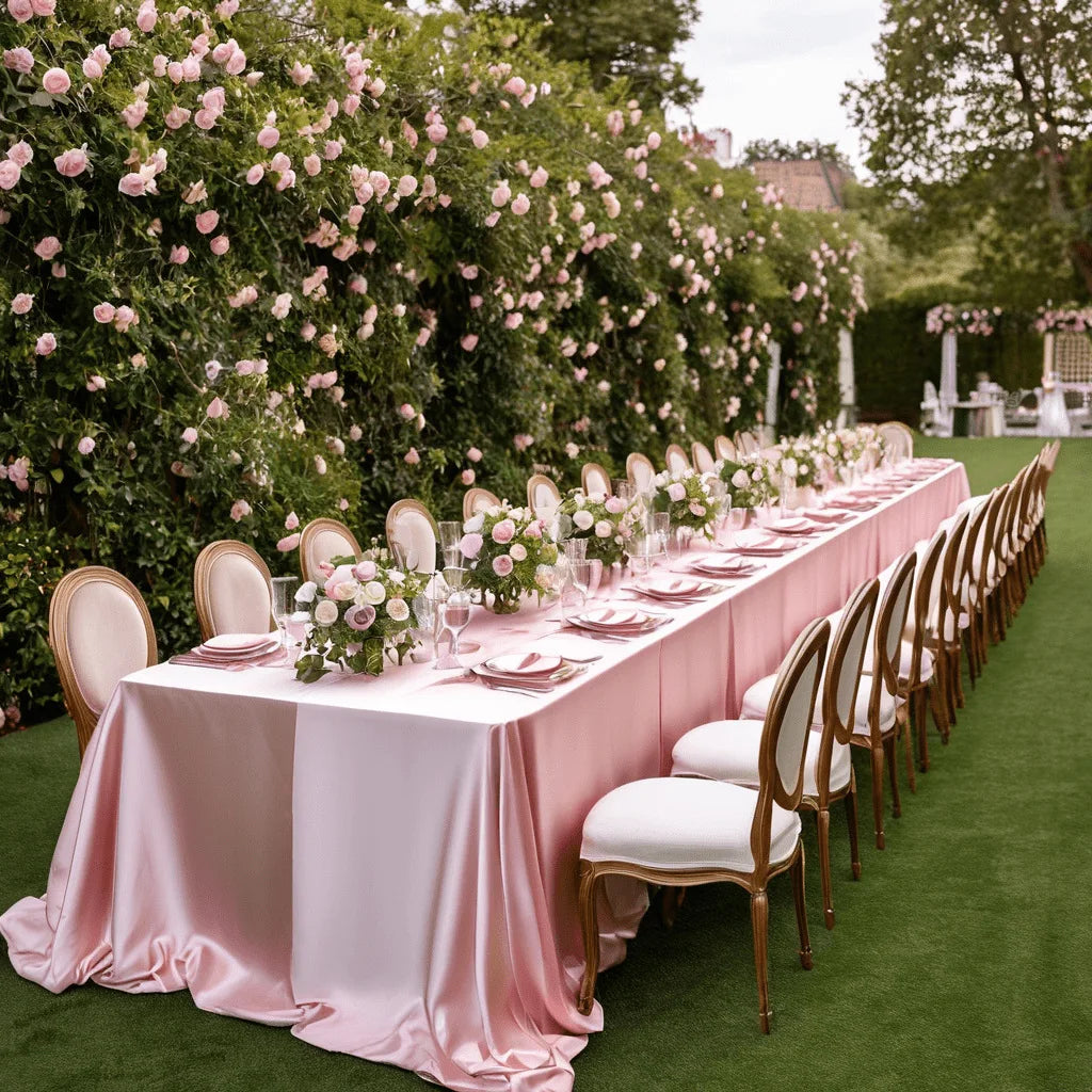 Nappe Rectangulaire en Satin Brillant – Décoration de Table Mariage & Fête