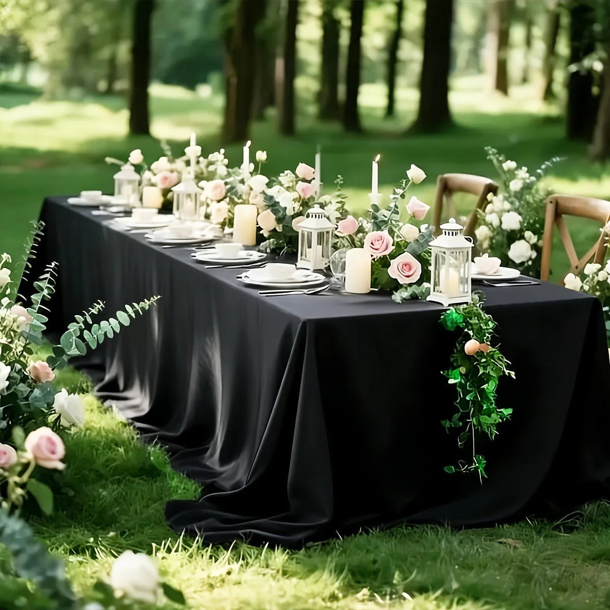 Nappe Rectangulaire en Satin Brillant – Décoration de Table Mariage & Fête