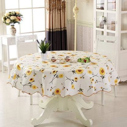 Nappe Ronde Imperméable et Anti-Tache en PVC (152 / 180 cm) – Motif Fleuri
