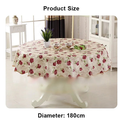 Nappe Ronde Imperméable et Anti-Tache en PVC (152 / 180 cm) – Motif Fleuri