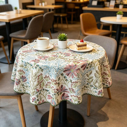 Nappe Ronde en Coton Jacquard – Douce, Lavable, Idéale pour la Cuisine et les Réceptions