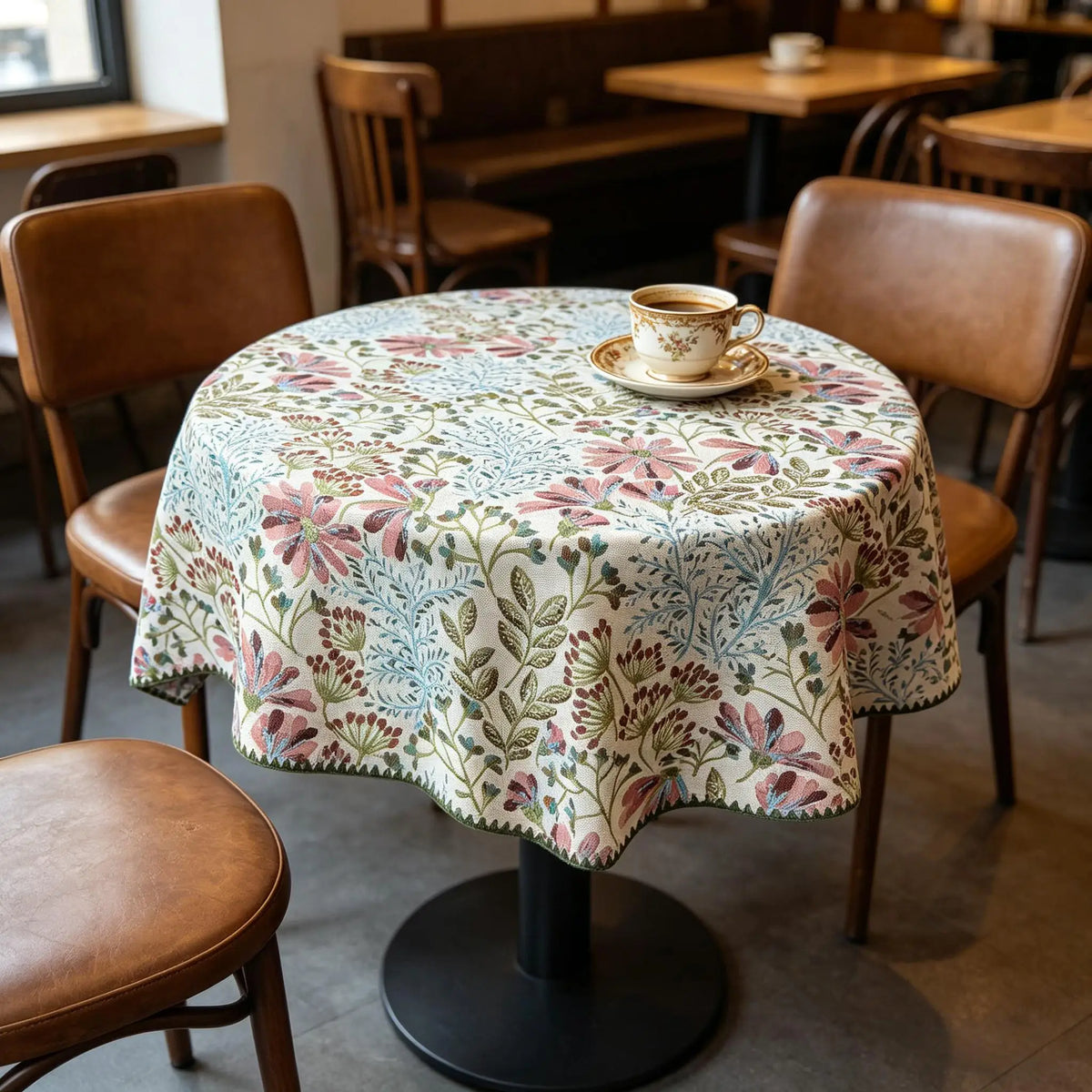 Nappe Ronde en Coton Jacquard – Douce, Lavable, Idéale pour la Cuisine et les Réceptions