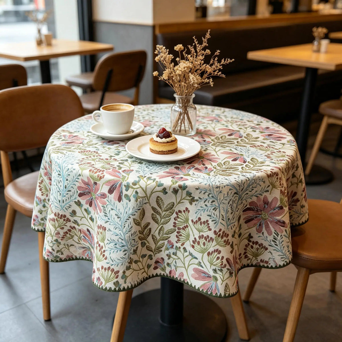 Nappe Ronde en Coton Jacquard – Douce, Lavable, Idéale pour la Cuisine et les Réceptions