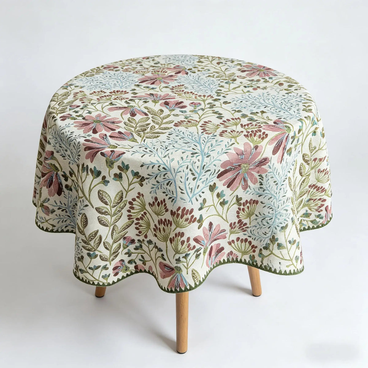Nappe Ronde en Coton Jacquard – Douce, Lavable, Idéale pour la Cuisine et les Réceptions