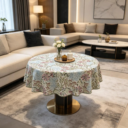 Nappe Ronde en Coton Jacquard – Douce, Lavable, Idéale pour la Cuisine et les Réceptions