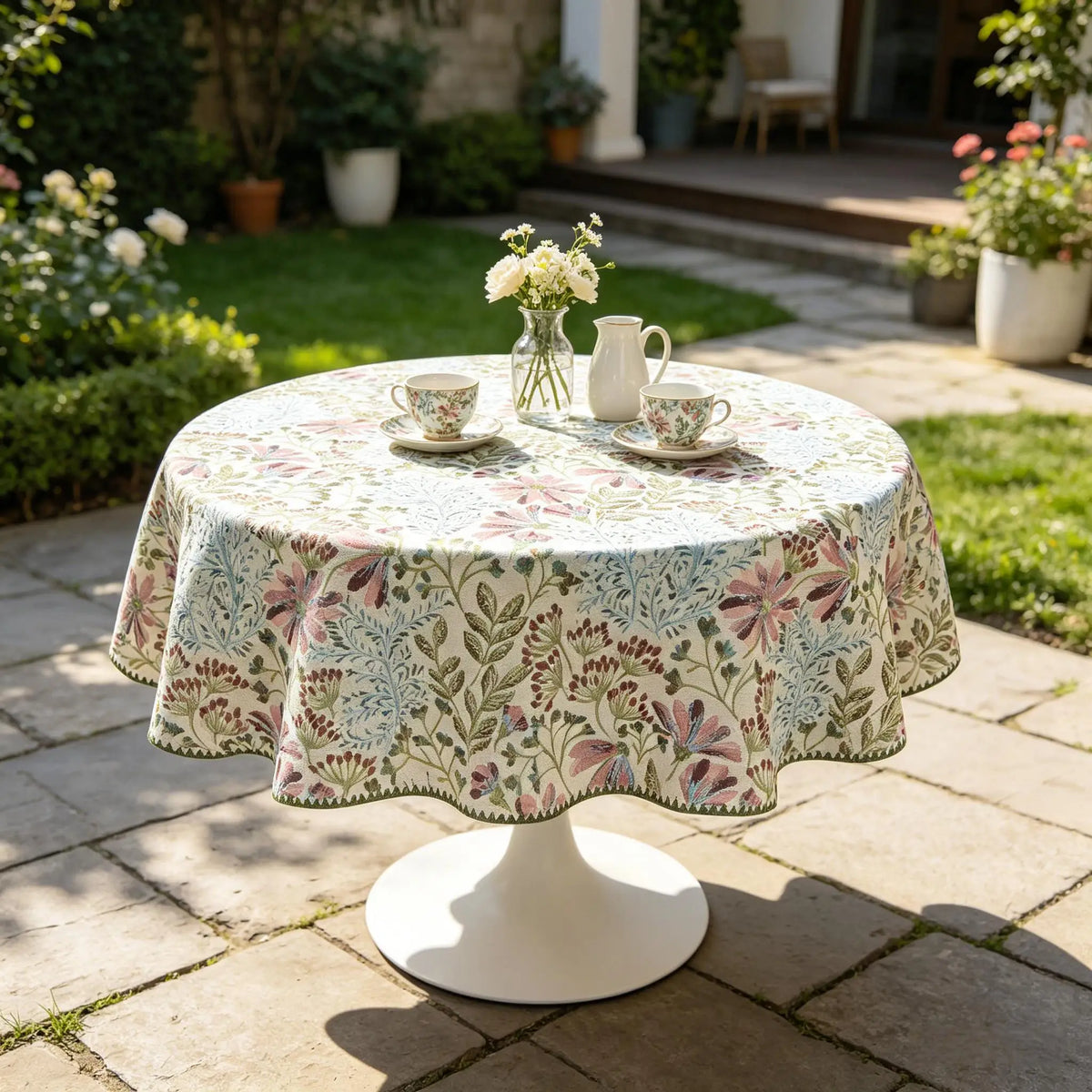 Nappe Ronde en Coton Jacquard – Douce, Lavable, Idéale pour la Cuisine et les Réceptions