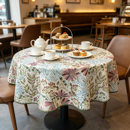 Nappe Ronde en Coton Jacquard – Douce, Lavable, Idéale pour la Cuisine et les Réceptions