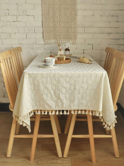 Nappe Style Pastoral Coton Dentelle & Pompons