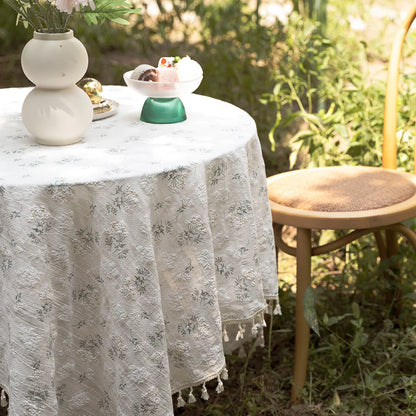 Nappe Style Pastoral Coton Dentelle & Pompons