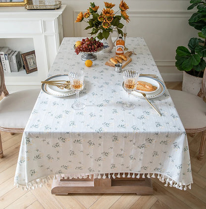 Nappe Style Pastoral Coton Dentelle & Pompons