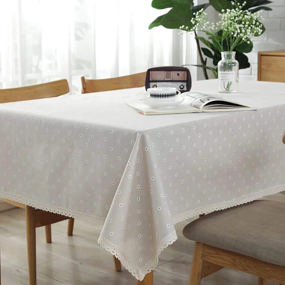 Nappe Style Pastoral Coton Dentelle & Pompons