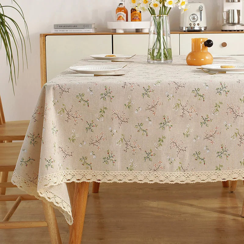 Nappe Style Pastoral Coton Dentelle & Pompons