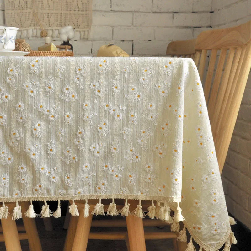 Nappe Style Pastoral Coton Dentelle & Pompons