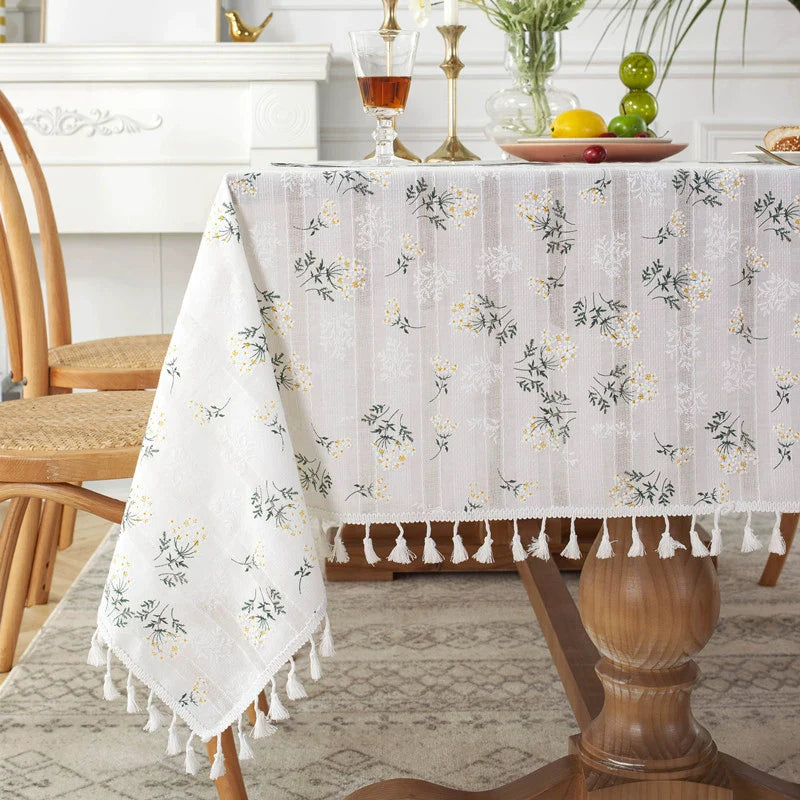 Nappe Style Pastoral Coton Dentelle & Pompons