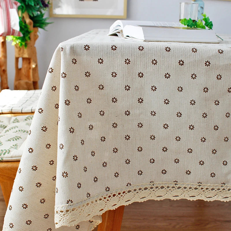 Nappe Style Pastoral Coton Dentelle & Pompons