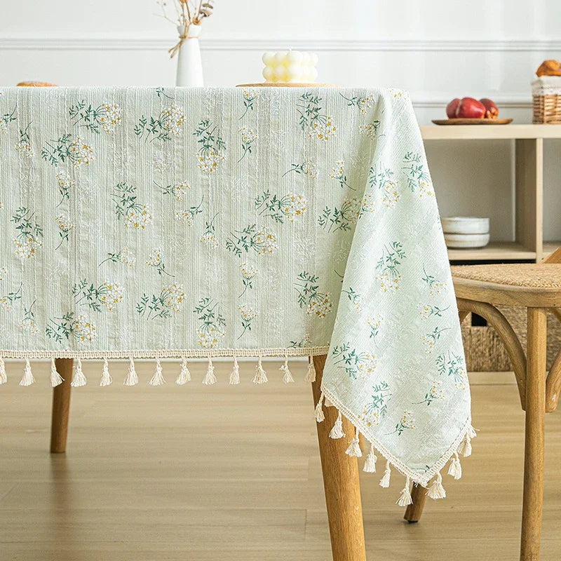 Nappe Style Pastoral Coton Dentelle & Pompons