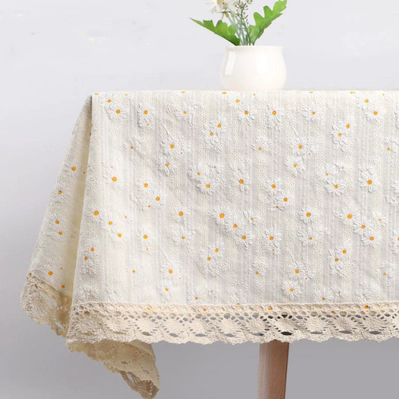 Nappe Style Pastoral Coton Dentelle & Pompons