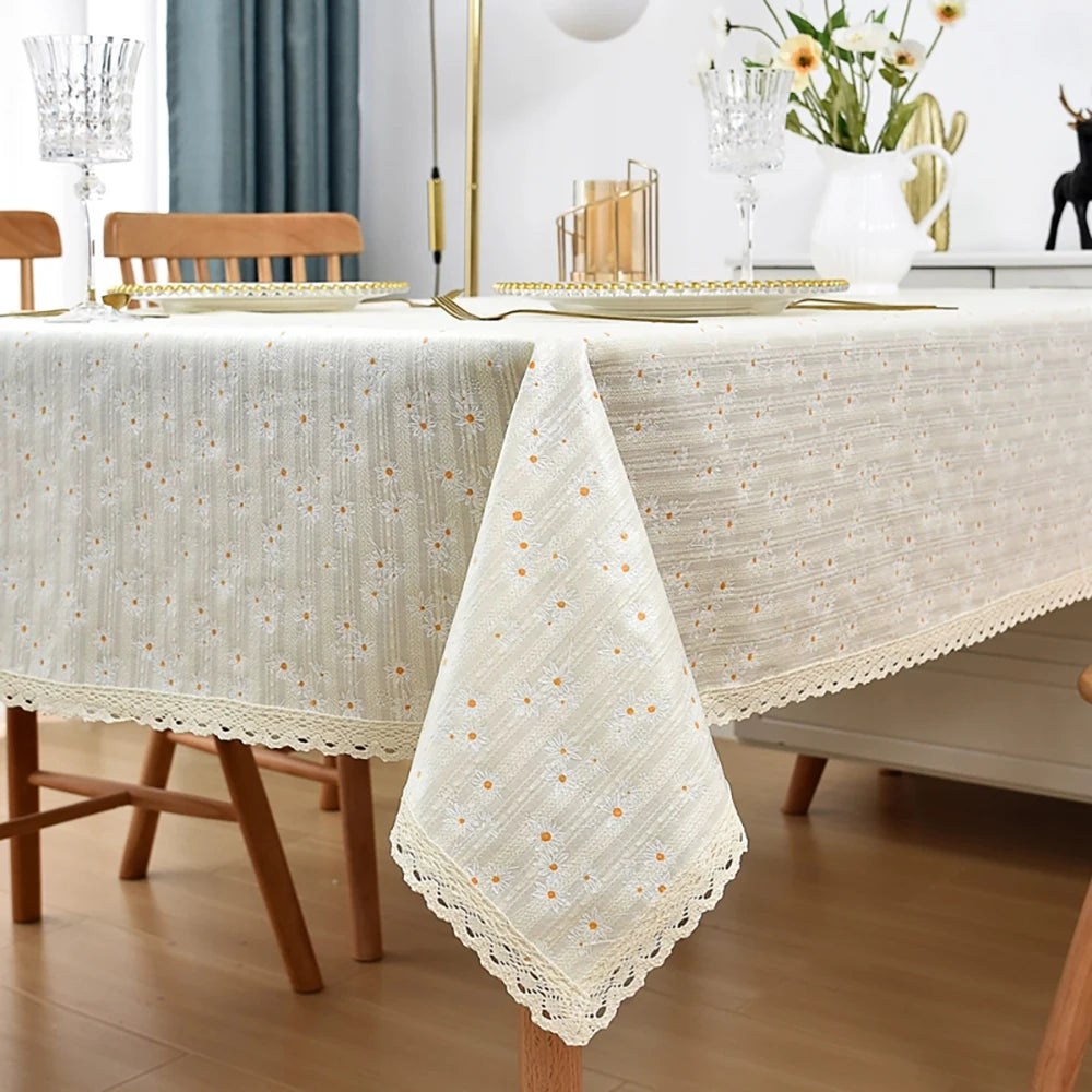 Nappe Style Pastoral Coton Dentelle & Pompons