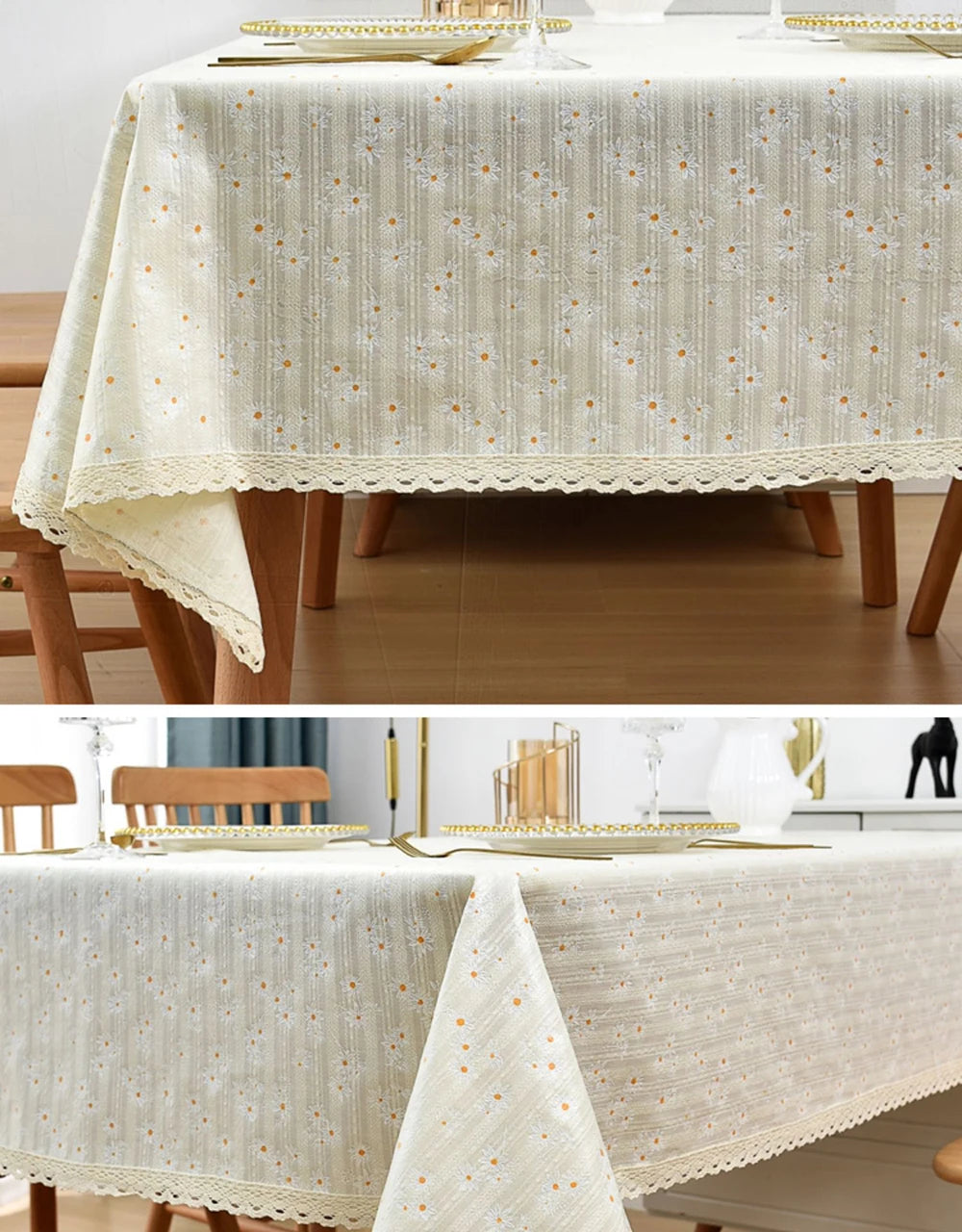 Nappe Style Pastoral Coton Dentelle & Pompons