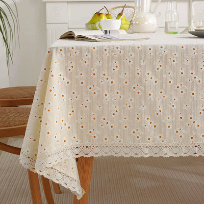 Nappe Style Pastoral Coton Dentelle & Pompons