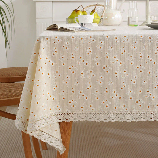 Nappe Style Pastoral Coton Dentelle & Pompons