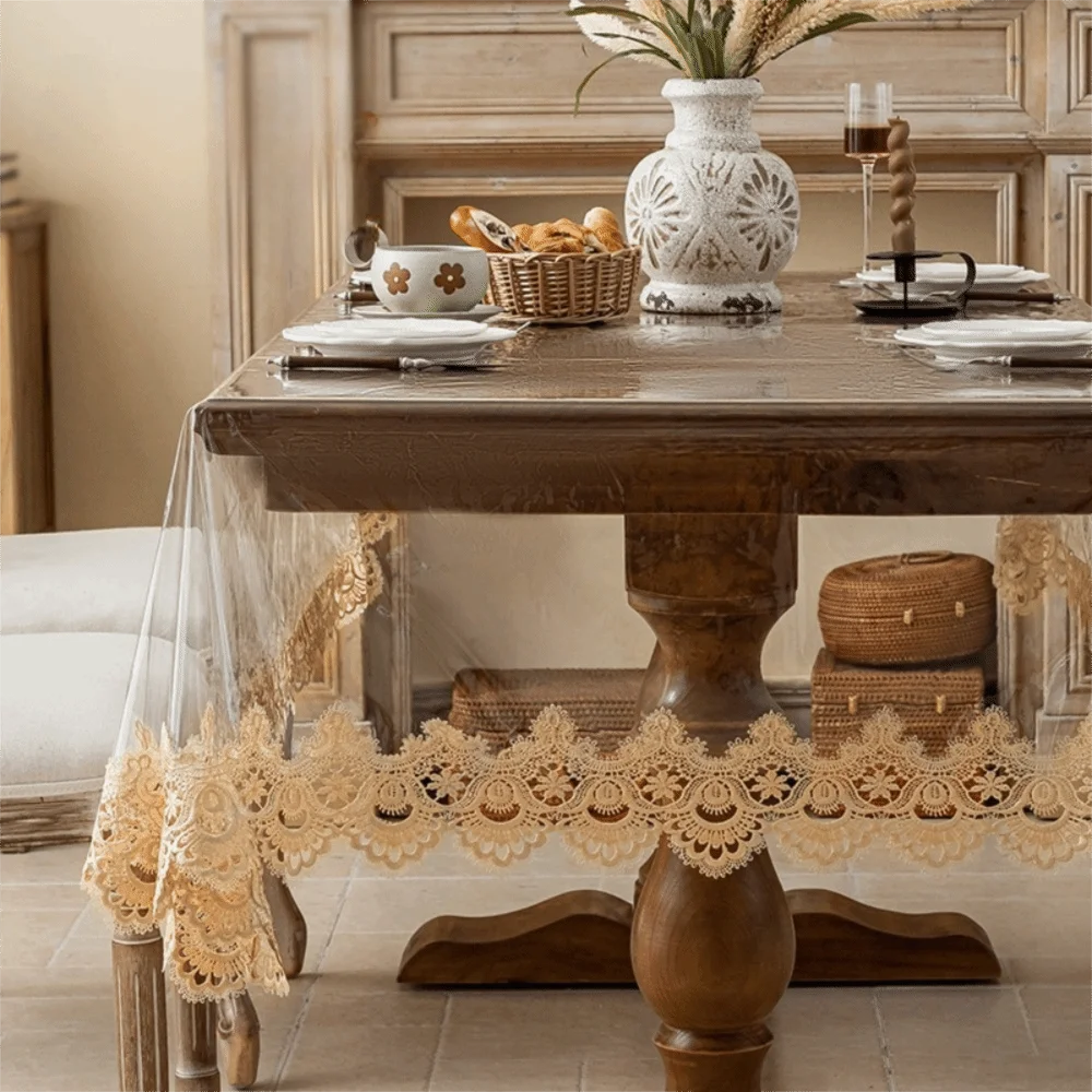 Nappe Transparente à Bords Dentelés Imperméable – Anti Taches
