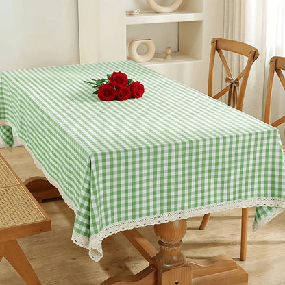 Nappe à Carreaux Vichy et Dentelle – Idéale pour Repas de Famille et Mariage