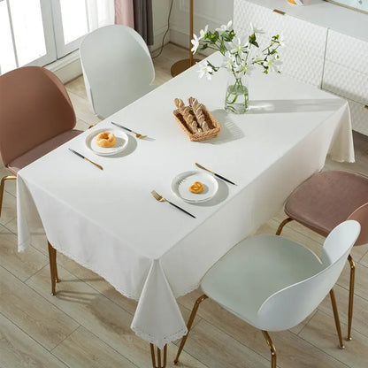 Nappe de Table Rectangulaire en Dentelle Blanche – Anti-Poussière