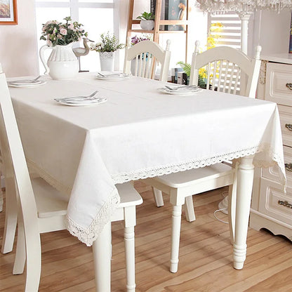 Nappe de Table Rectangulaire en Dentelle Blanche – Anti-Poussière