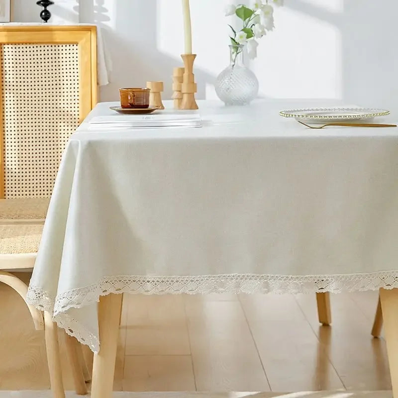 Nappe de Table Rectangulaire en Dentelle Blanche – Anti-Poussière