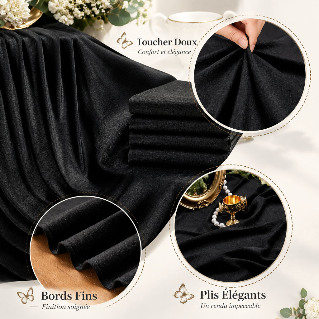 Nappe en Velours Noir pour Halloween – Nappe Rectangulaire Luxueuse pour Table à Manger et Mariage