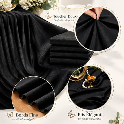 Nappe en Velours Noir pour Halloween – Nappe Rectangulaire Luxueuse pour Table à Manger et Mariage